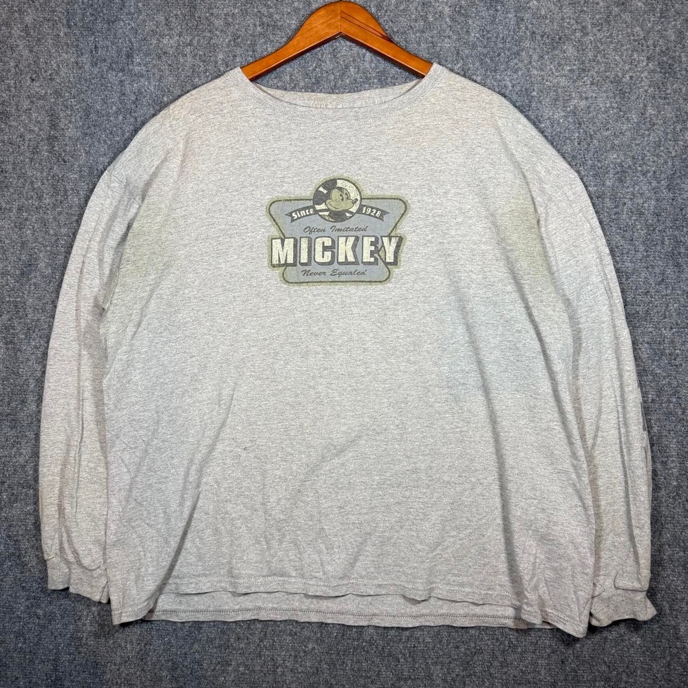 Disney Store Mickey Mouse Long Sleeve Graphic Shirt Mens XL Grey Since 1928